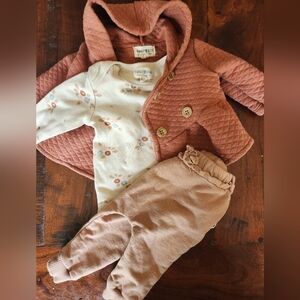 Hooded Peacoat and Onesie Outfit